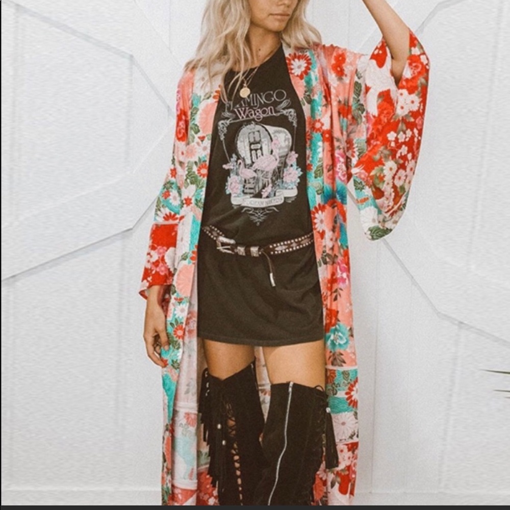 Belted Floral Kimono